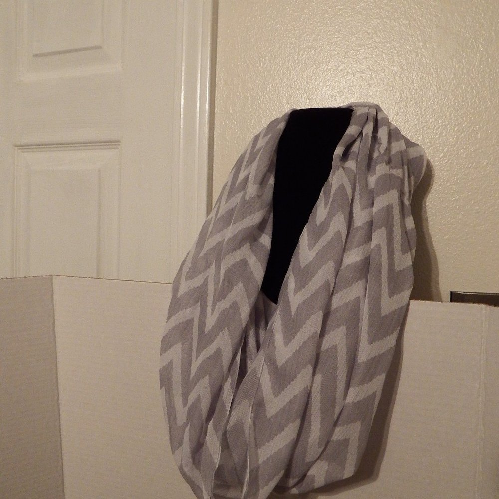 Infinity Scarf- light grey chevron design